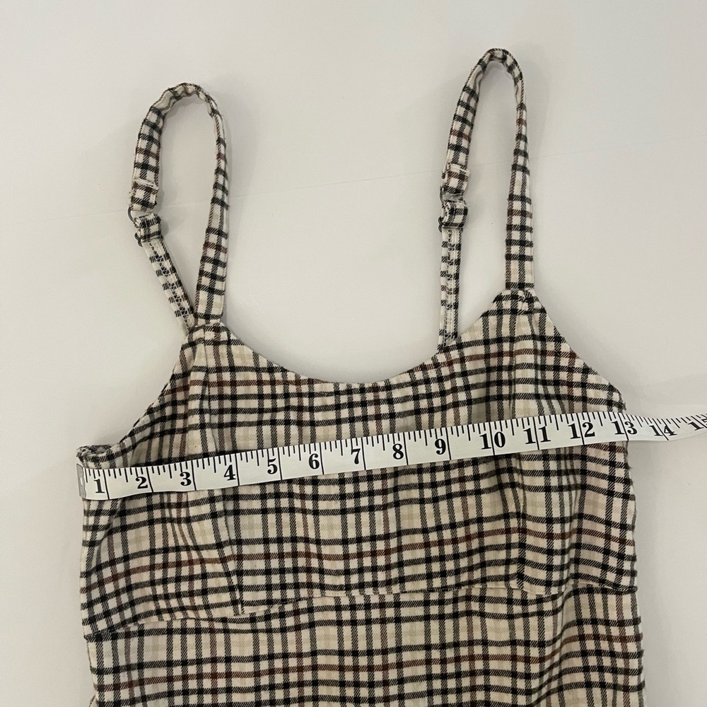 Hollister Wmn S White/Black/Brown Plaid Flannel Pleated Hem Ruffle Dress/Jumper - Picture 4 of 9